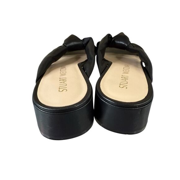 Stuart Weitzman Playa 35 Knot Slide Sandals Black Leather Size 11 Block Heel - Picture 7 of 9